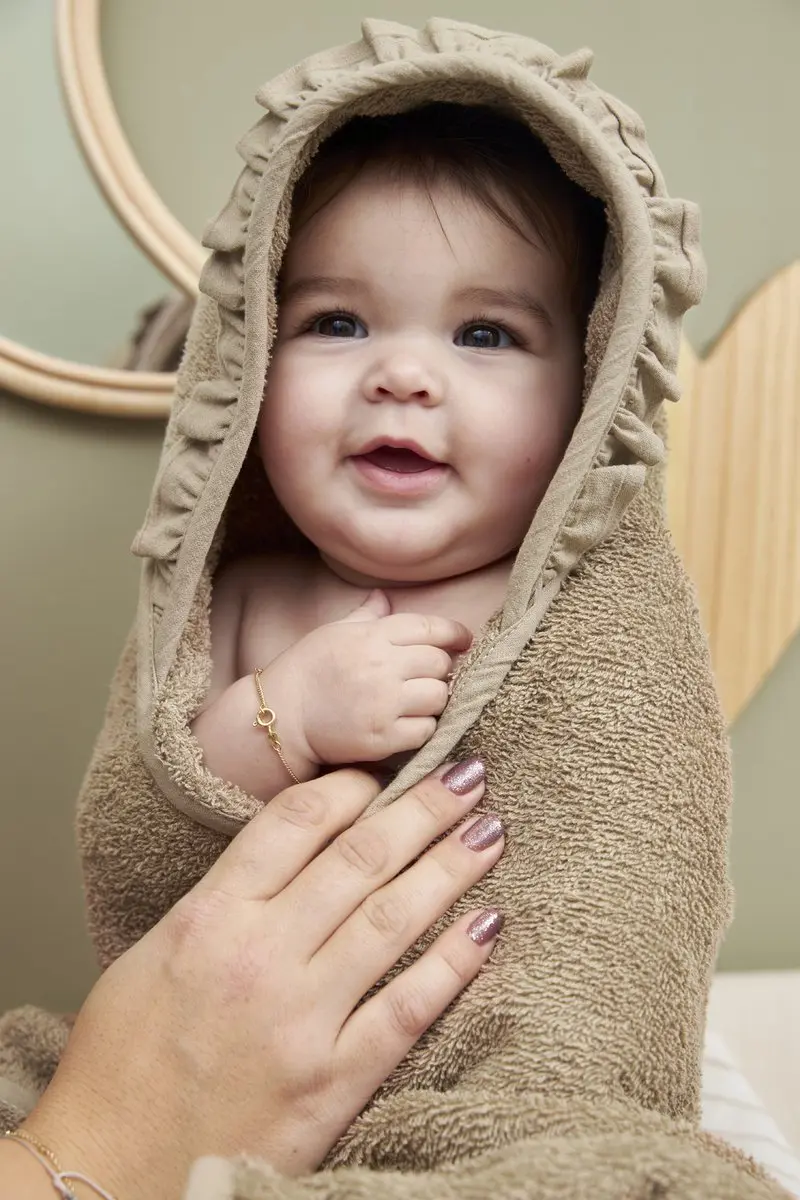 Meyco Baby Ruffle Badcape 80x80cm - Taupe