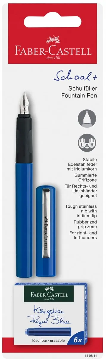 Faber-Castell School+ Vulpen Blauw met Patronen