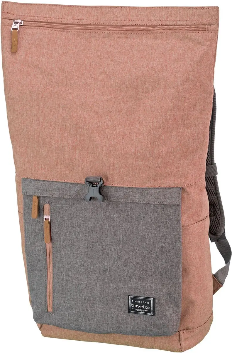 Travelite Basics Rollup Backpack 15,6" - 096310-17 - Roze/Grijs