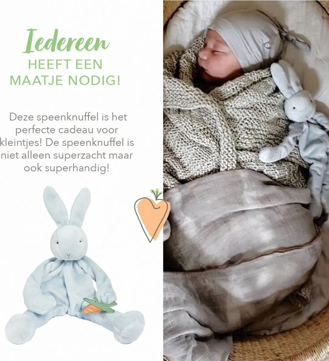 Bunnies By The Bay Knuffeldoekje Konijn Blauw - 25cm