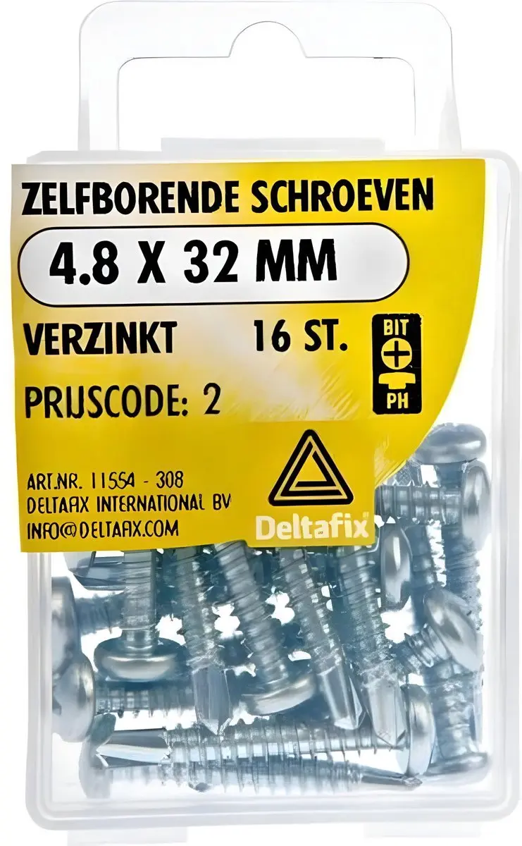 4.8x32mm zelfborende schroef verzinkt 16st