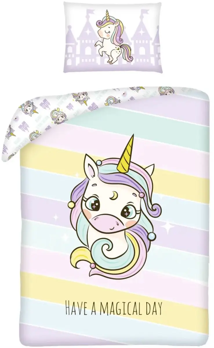 Unicorn Baby Dekbedovertrek Have a Magical Day - 100x135cm + 60x40cm - Multi