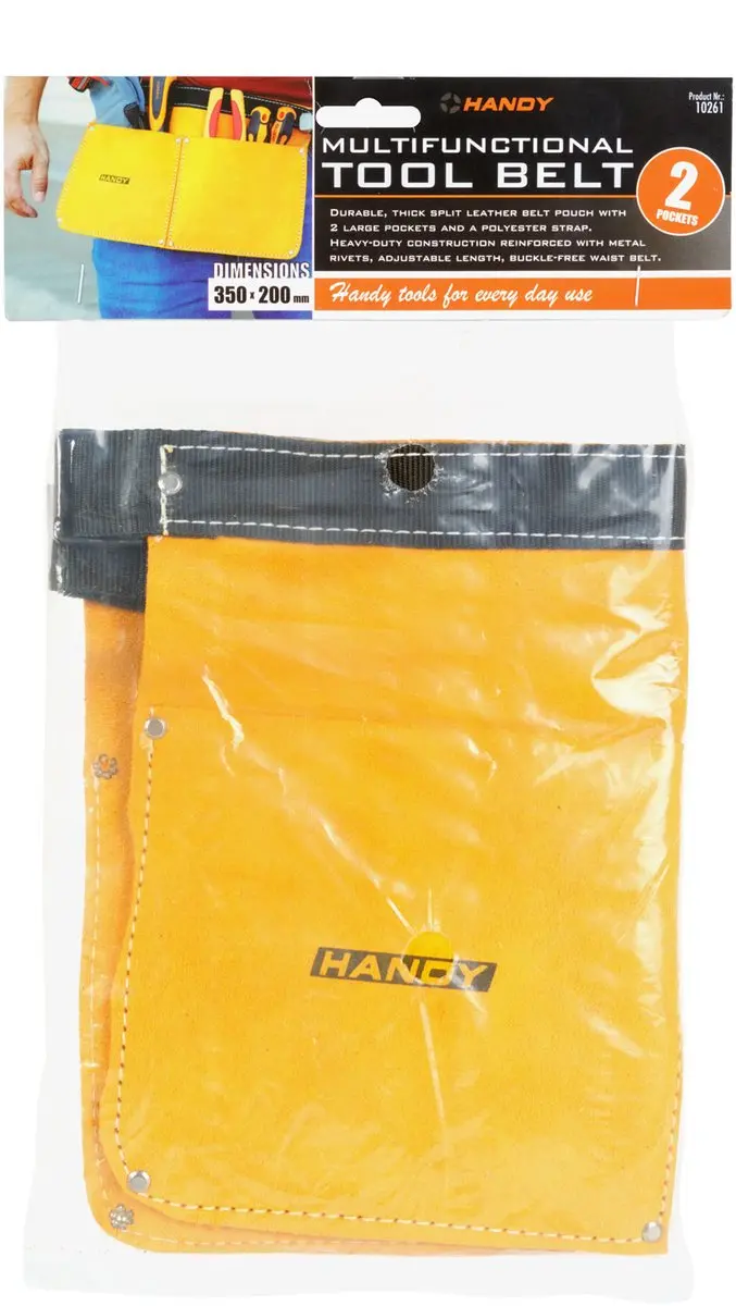 Handy Lederen Gereedschapsgordel 35x20cm - 2 Vakken - Oranje
