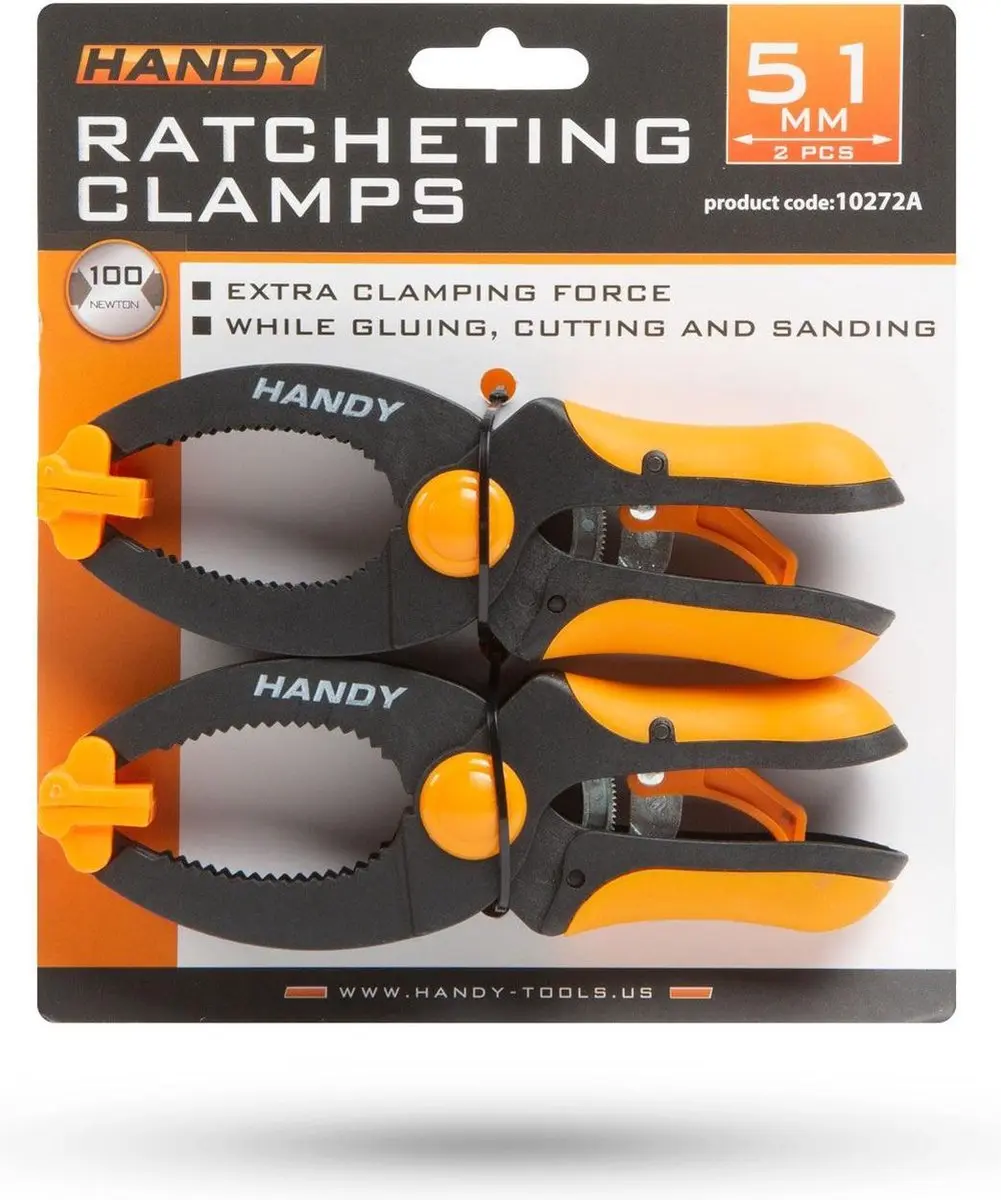Handy Spanklemmen BPK - 2 Stuks - 100N - Max. 51mm - Zwart/Oranje - afbeelding 6 van 6