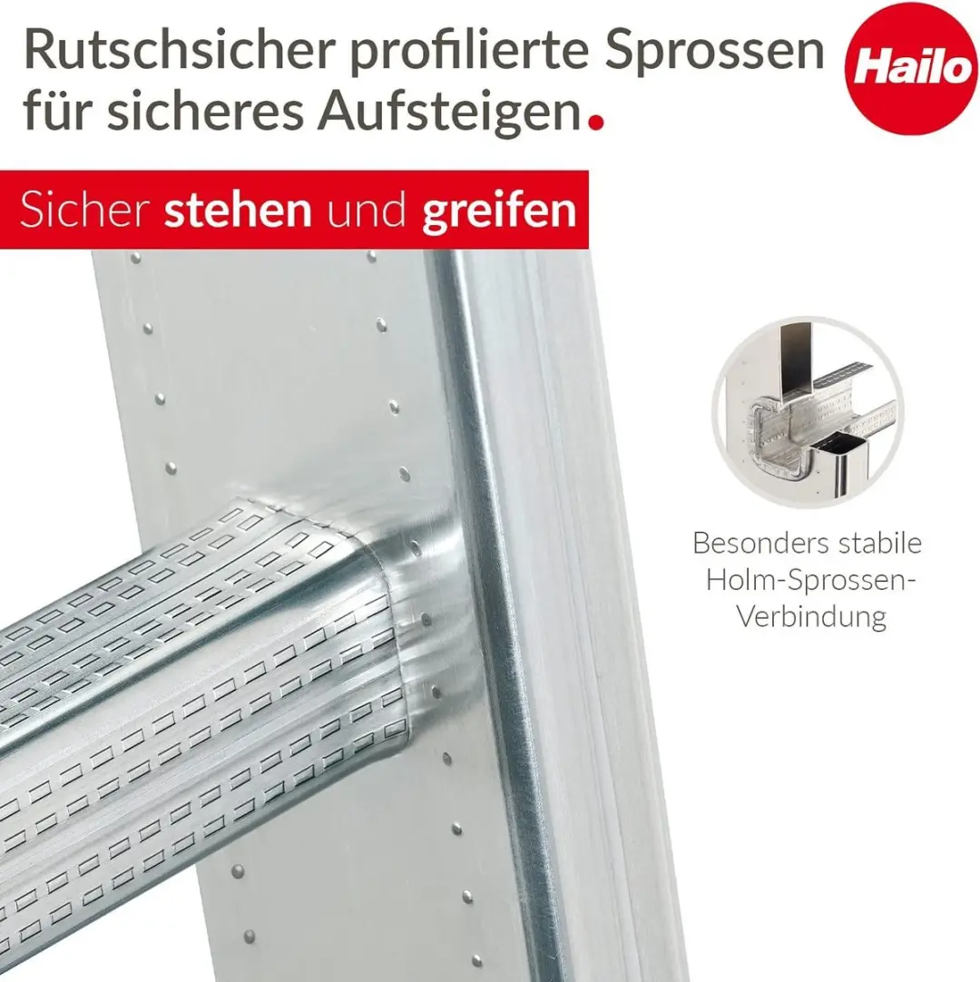 Hailo HobbyStep Combi 3-in-1 Aluminium Ladder - 12 Sporten - 150 kg - Zilver