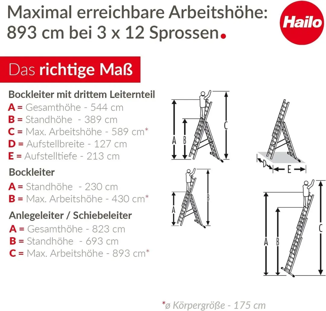 Hailo HobbyStep Combi 3-in-1 Aluminium Ladder - 12 Sporten - 150 kg - Zilver