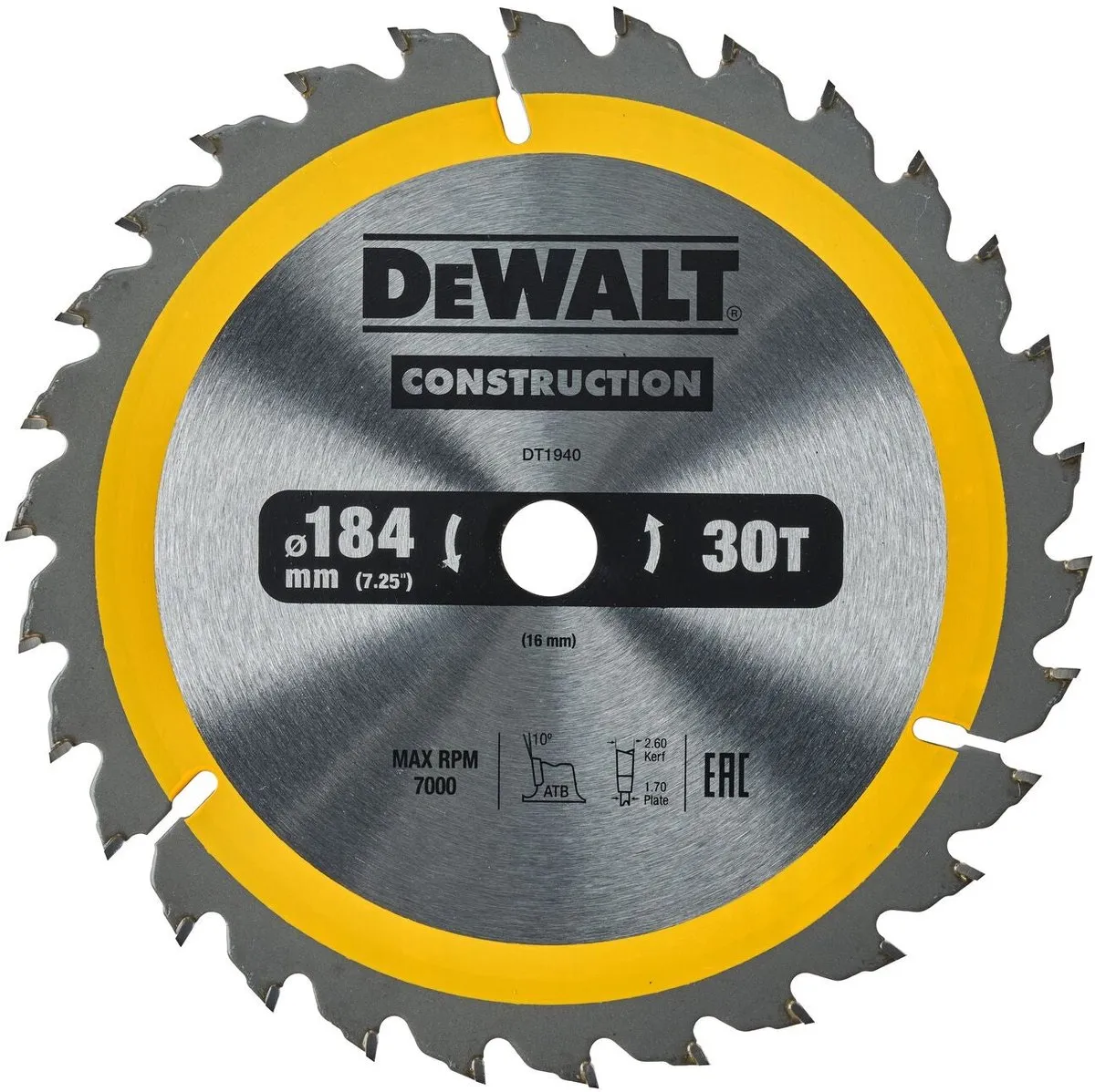 DeWalt DT1940-QZ Cirkelzaagblad Hout 184mm 30T