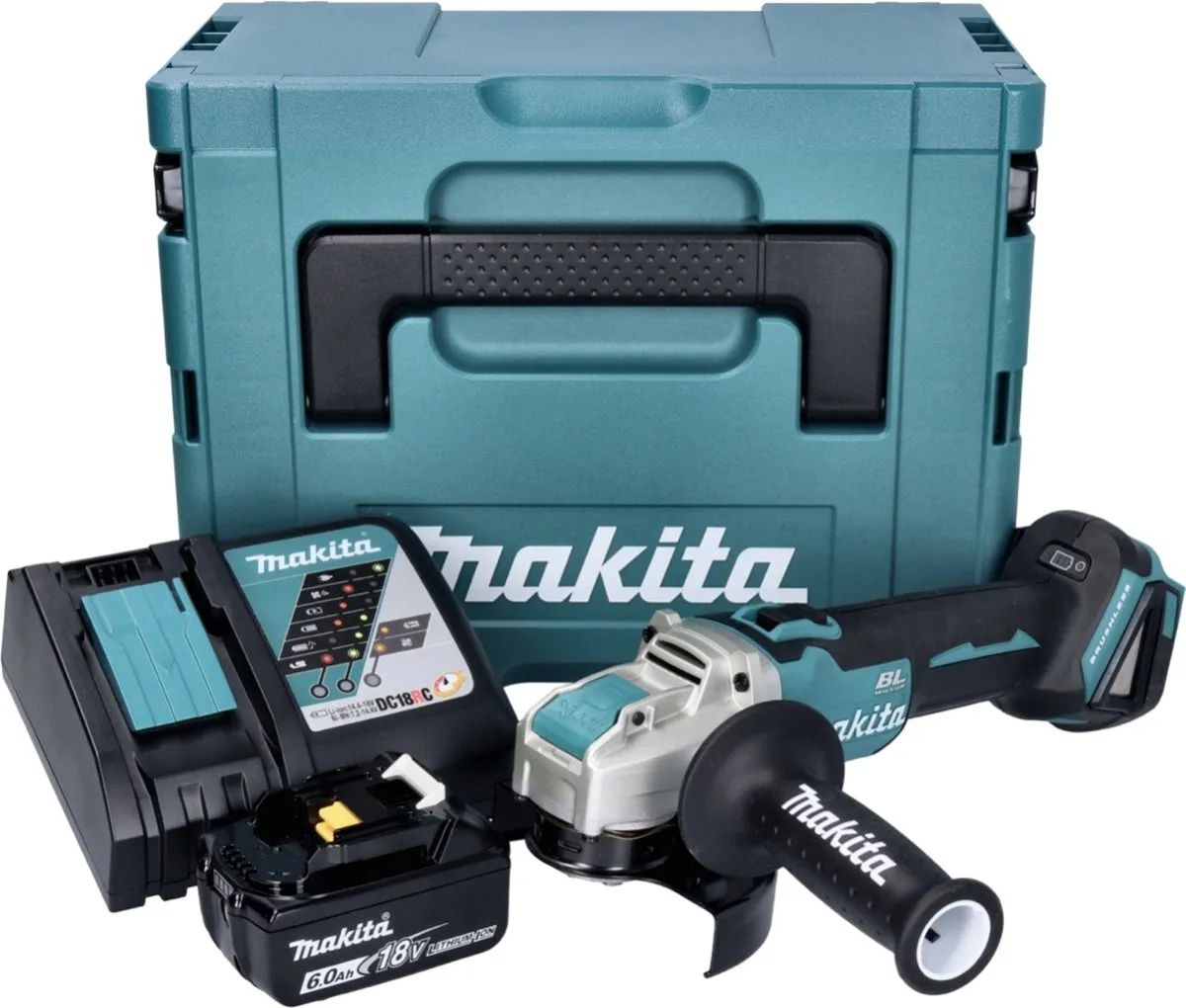 Makita DGA 521RG1X1J Haakse Slijper 18V 125mm X-LOCK Brushless - 1x 6,0Ah Accu