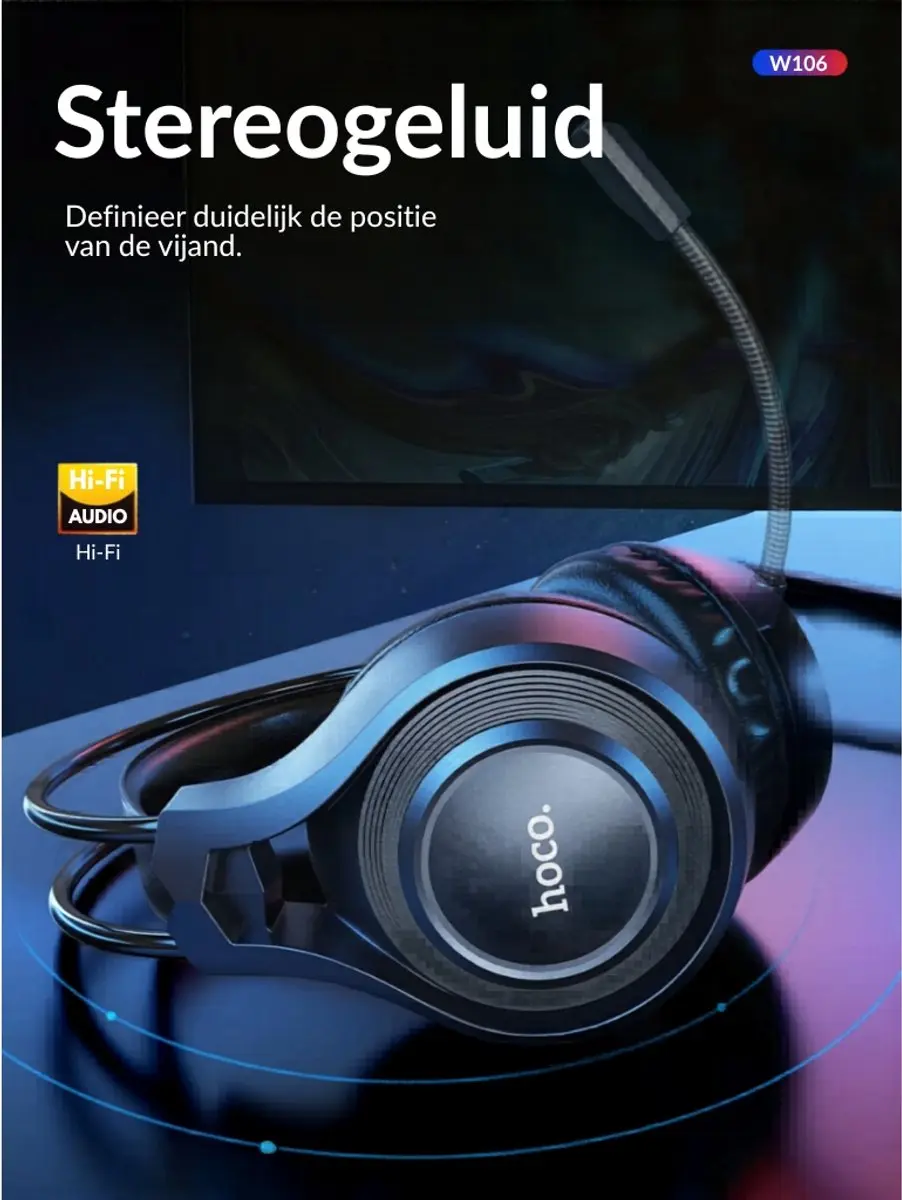Hoco W106 Gaming Headset - 50mm Drivers - Zwart