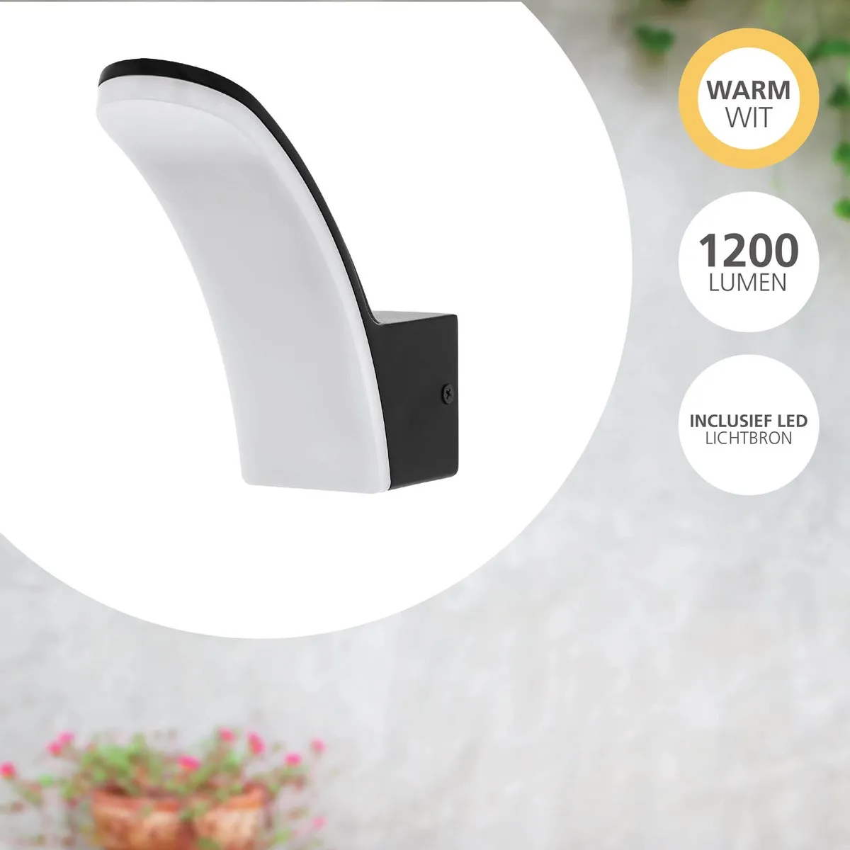 Eglo Laconella-E Wandlamp Buiten LED 18cm - Zwart/Wit - afbeelding 6 van 6