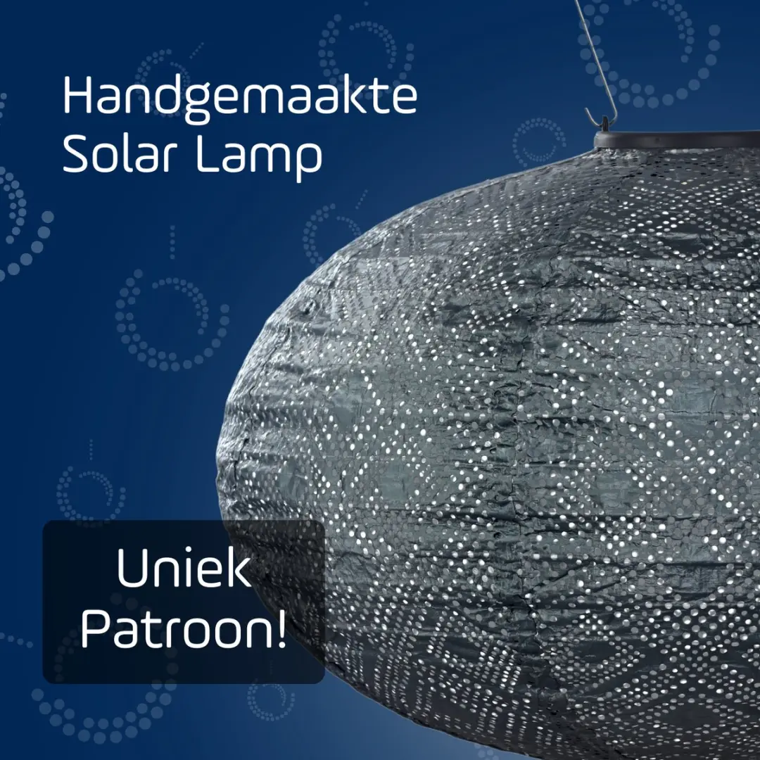 Lumiz Solar Buitenlamp Mosaic Oval 40cm - Grijs/blauw