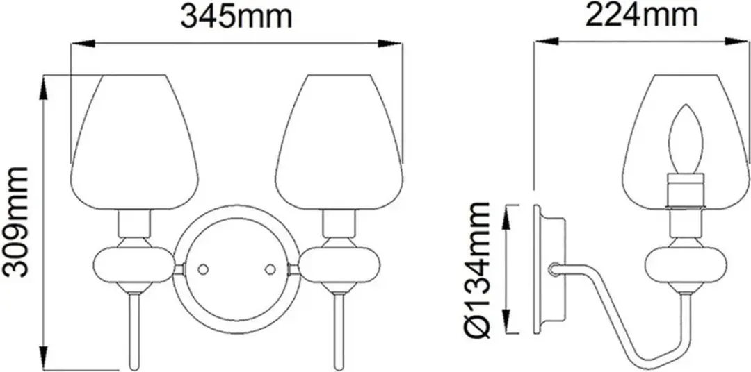 Elstead LED Wandlamp Armand 2x E14 - 40W - Aged Brass & Charcoal