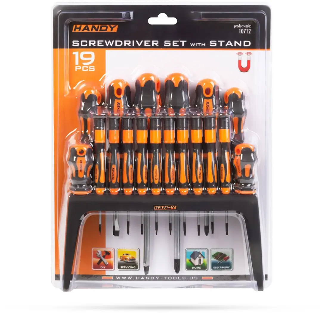 Handy 19-delige Schroevendraaierset 10712 - PH/Torx/Sleuf - Oranje/Zwart