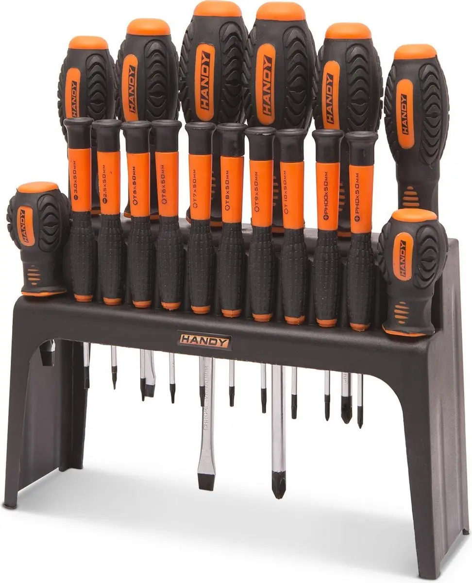 Handy 19-delige Schroevendraaierset 10712 - PH/Torx/Sleuf - Oranje/Zwart