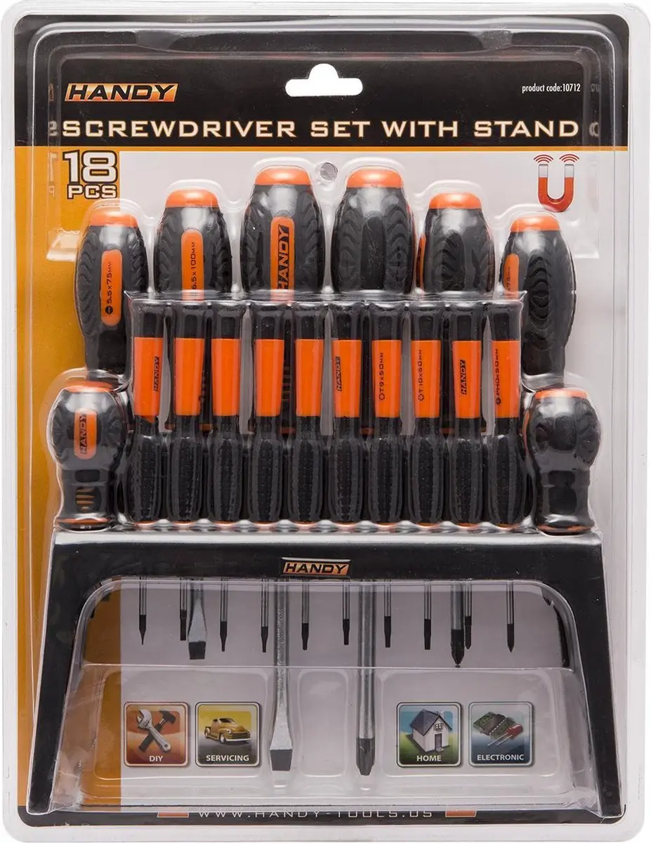 Handy 19-delige Schroevendraaierset 10712 - PH/Torx/Sleuf - Oranje/Zwart