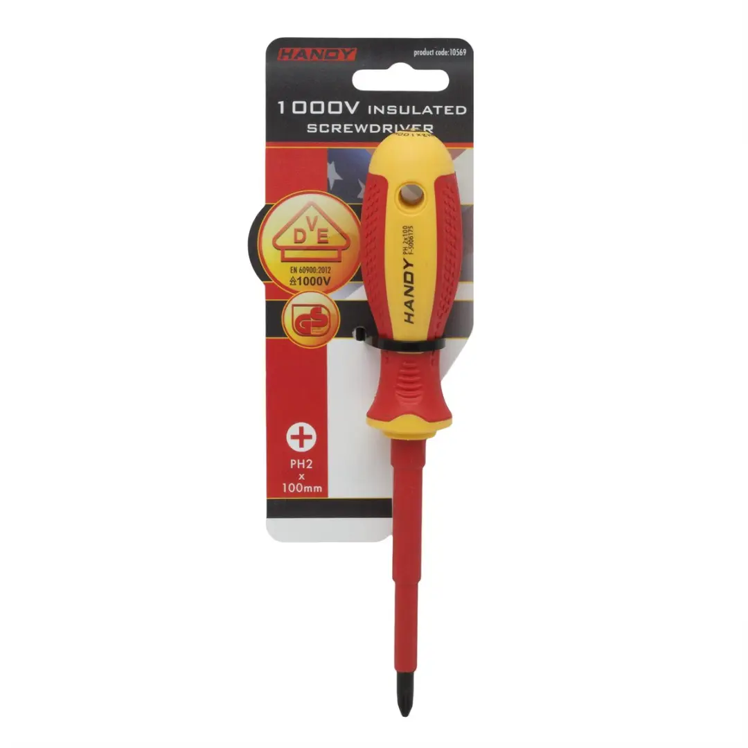 Handy Geïsoleerde Kruiskop Schroevendraaier PH2 100mm - 1000V - Geel/Rood