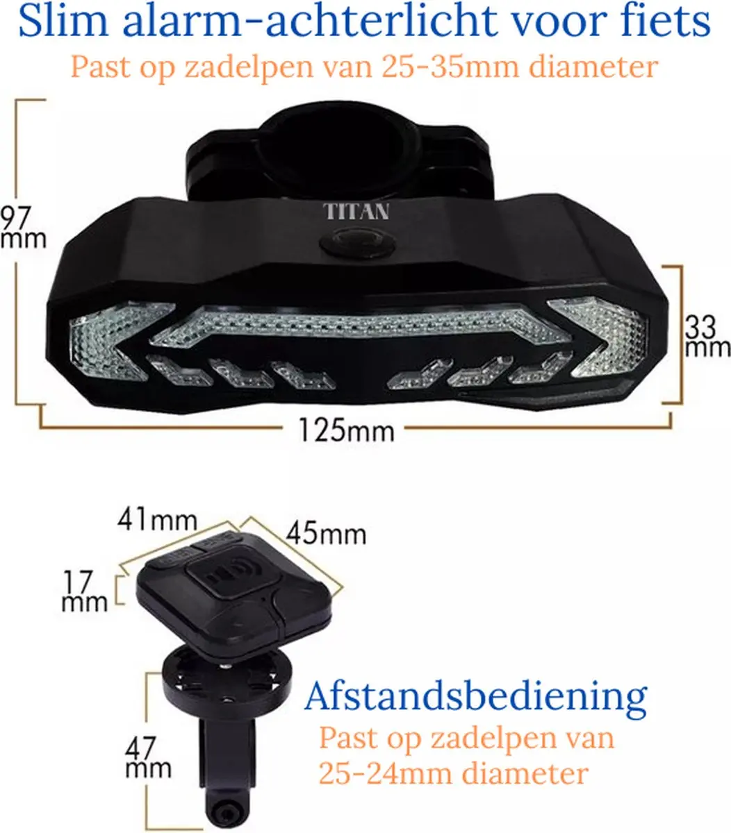 Titan Fietsalarm KS-SF31 - 5in1 - Zwart