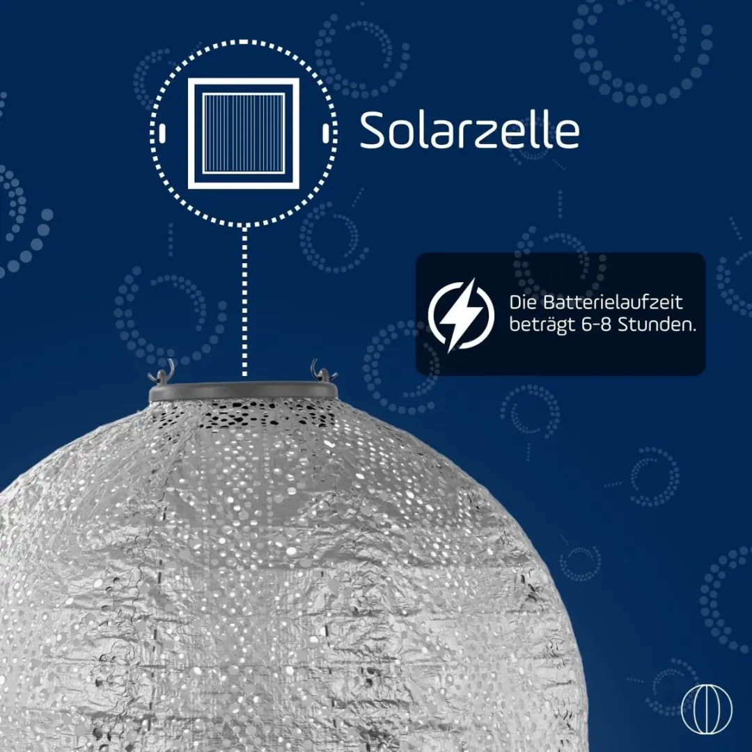 Lumiz Solar Lampion Lace Rond 30cm - Zilver