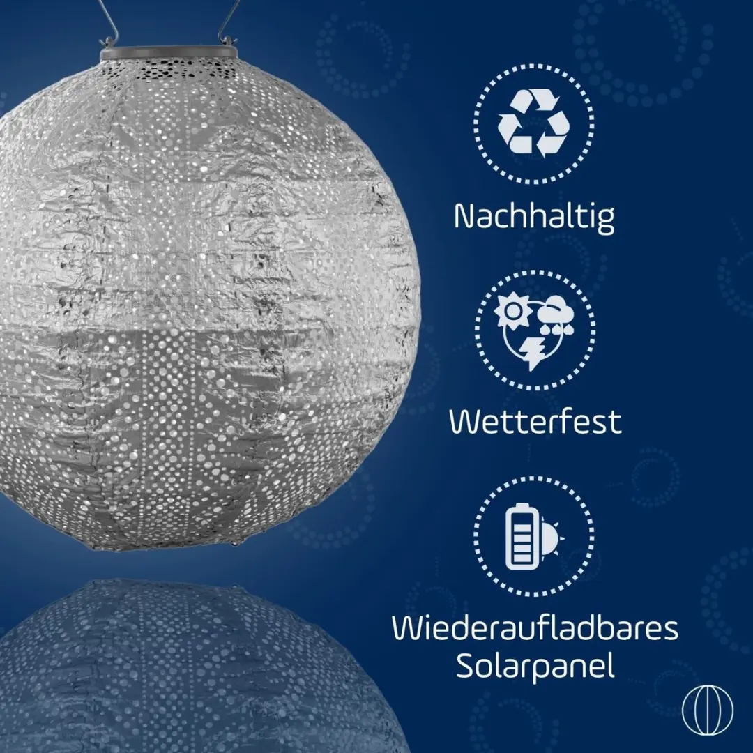 Lumiz Solar Lampion Lace Rond 30cm - Zilver
