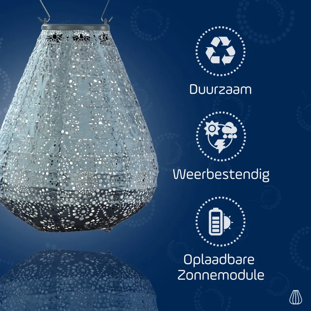 Lumiz Solar Lampion Tulip Set - 3 Stuks - Groen/Blauw