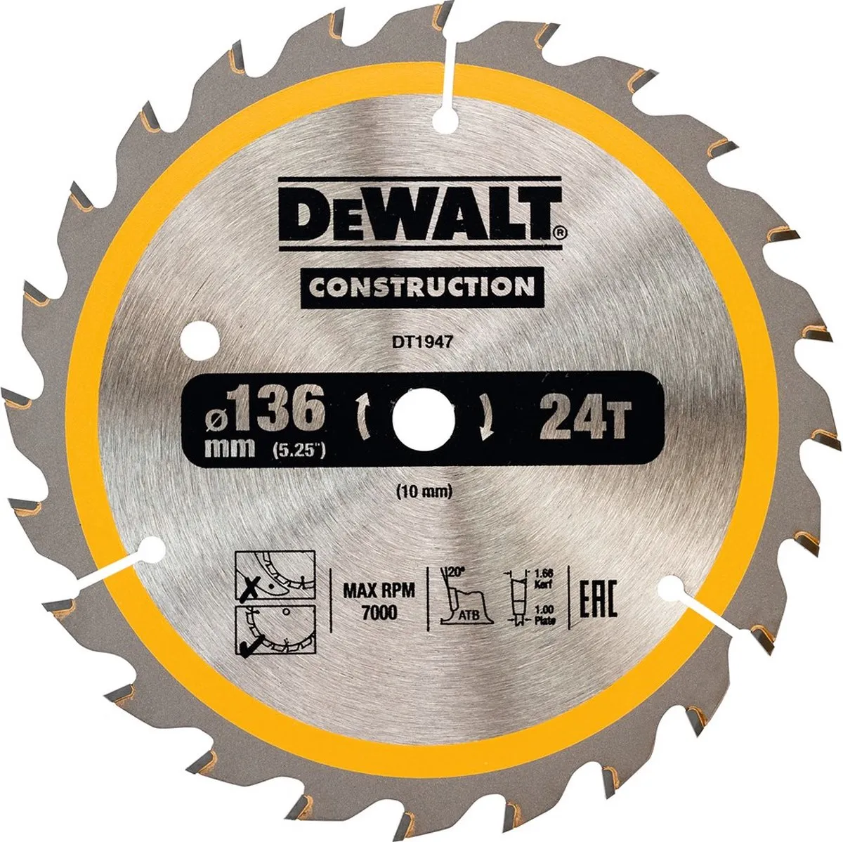 DeWalt DT1947-QZ Cirkelzaagblad Hout 136mm 24T