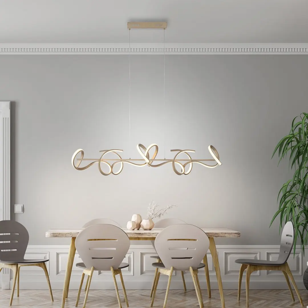 JUST LIGHT Curls Hanglamp Mat Goud 40W - 4 Lichtpunten