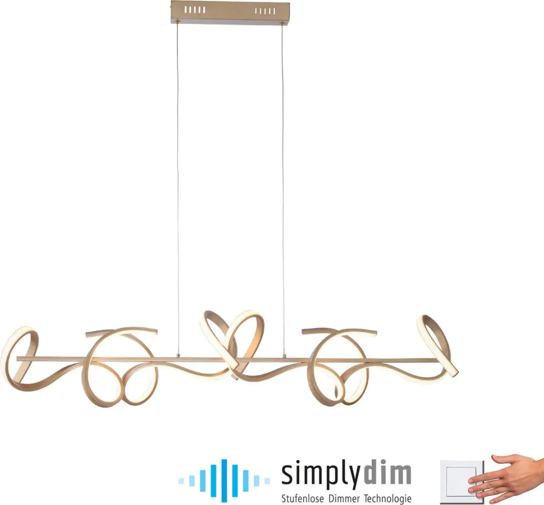 Hanglamp Curls Mat Goud 40Watt incl. Dimmer