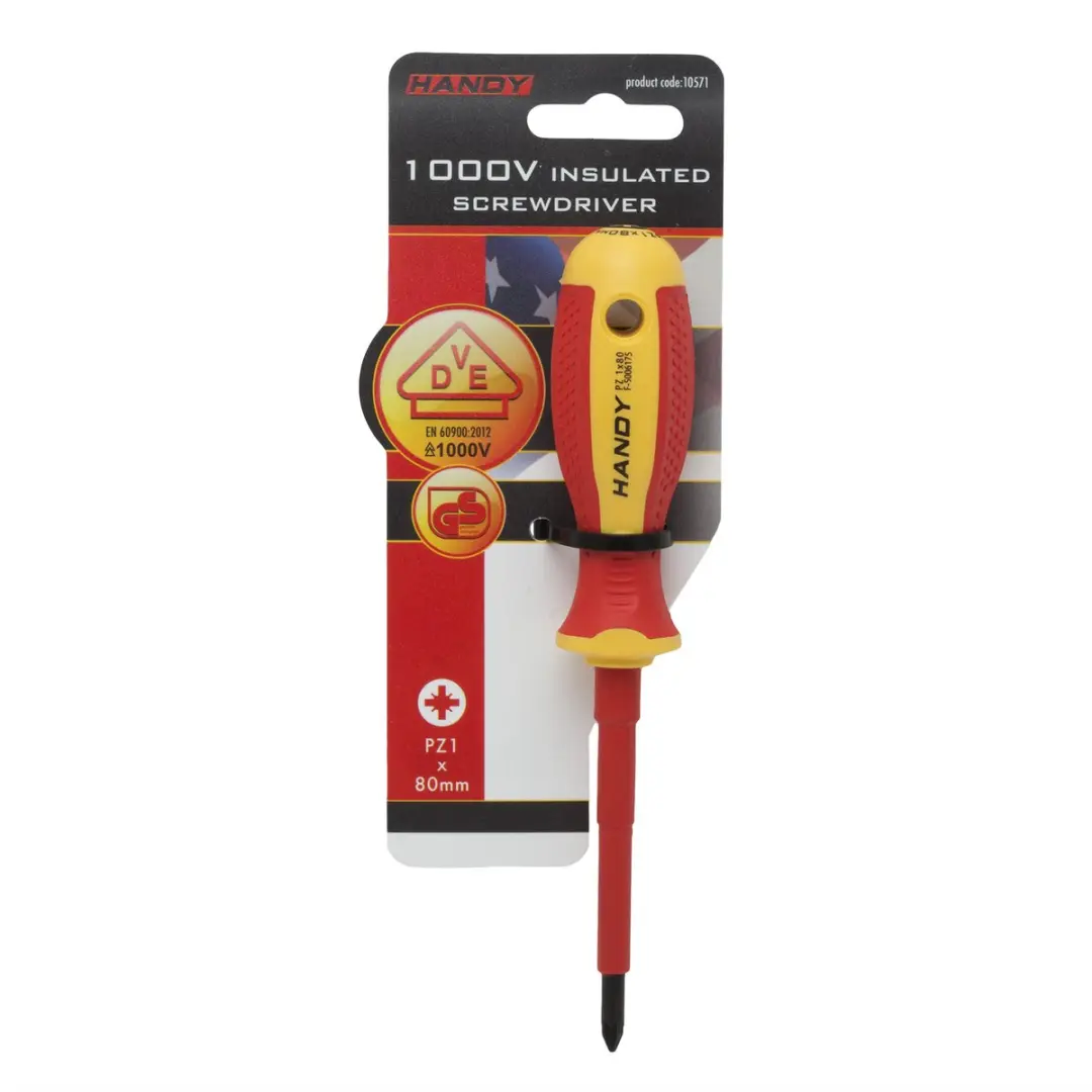 Handy Geïsoleerde Kruiskop Schroevendraaier PZ1 80mm - 1000V VDE - Rood/Geel