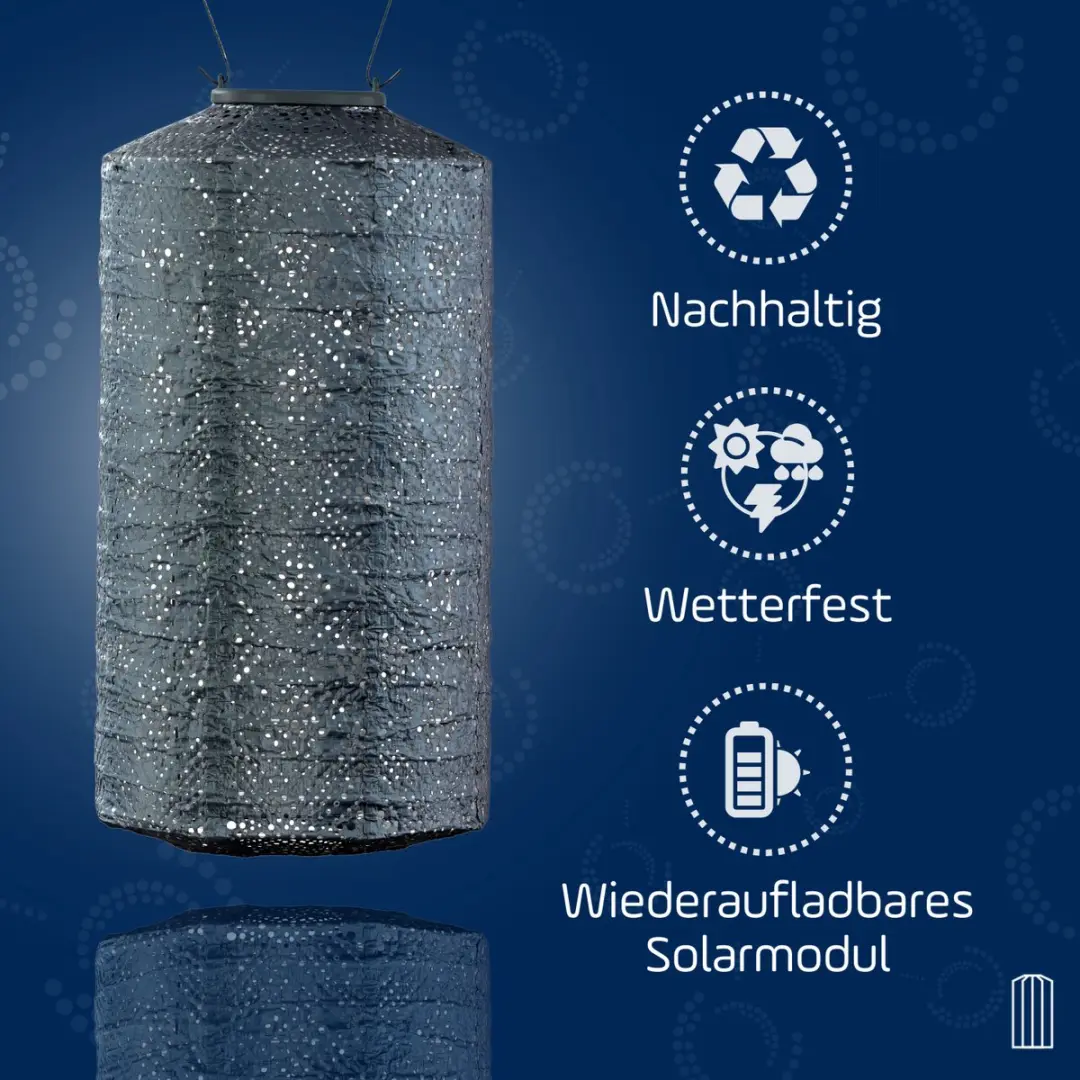 Lumiz Solar Buitenlamp Topaze Cylinder 18cm - Grijsblauw
