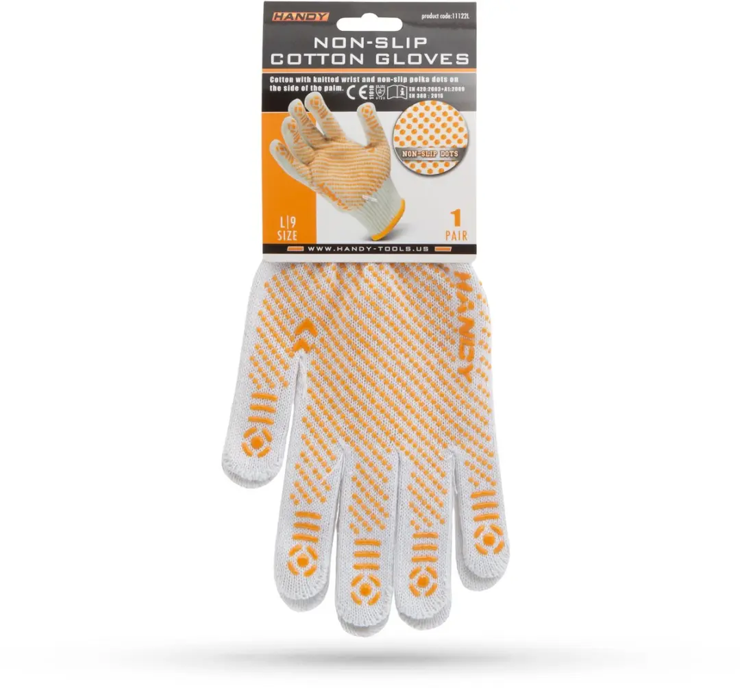 Handy Katoenen Werkhandschoenen L - PVC Noppen - Meerkleurig