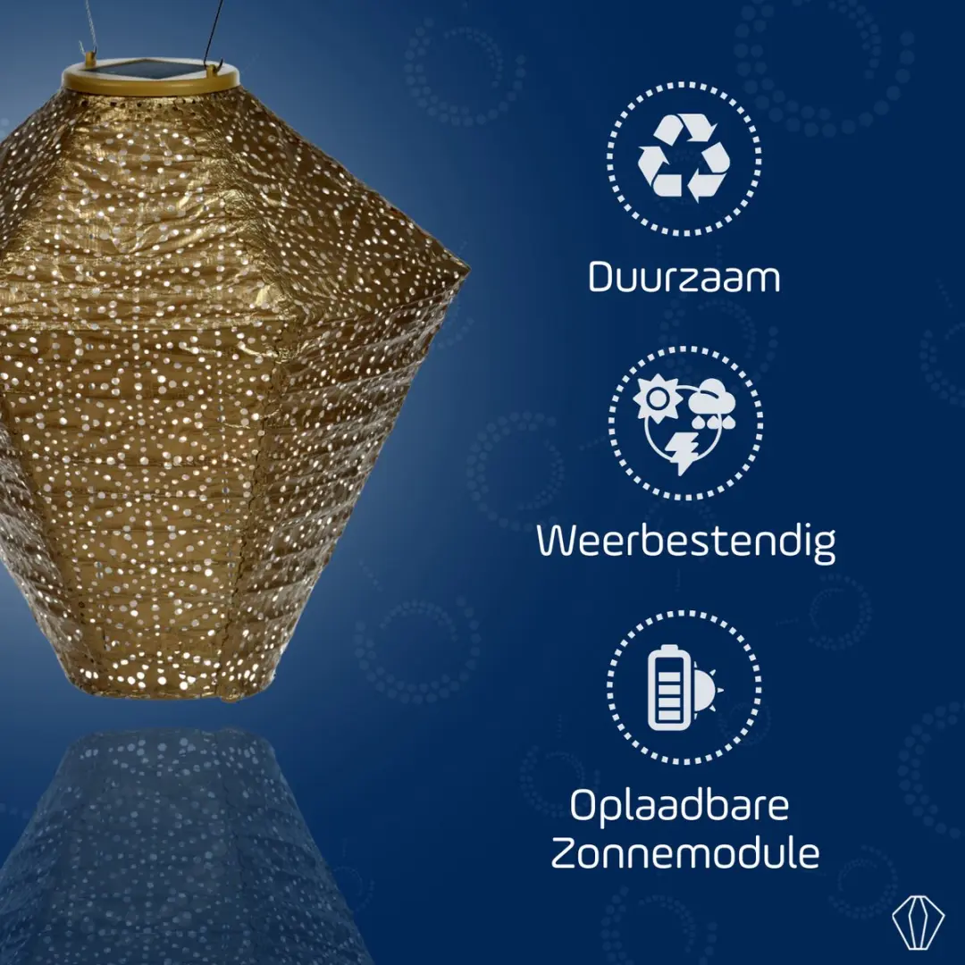 Lumiz Sashiko Diamond Zonne Tuinverlichting 28cm - Goud