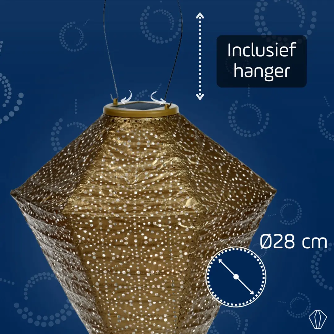 Lumiz Sashiko Diamond Zonne Tuinverlichting 28cm - Goud
