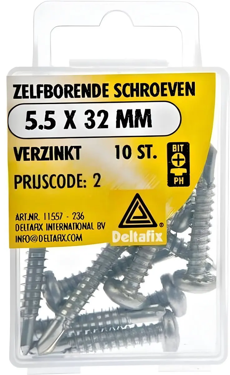 5.5x32mm zelfborende schroef verzinkt 10st