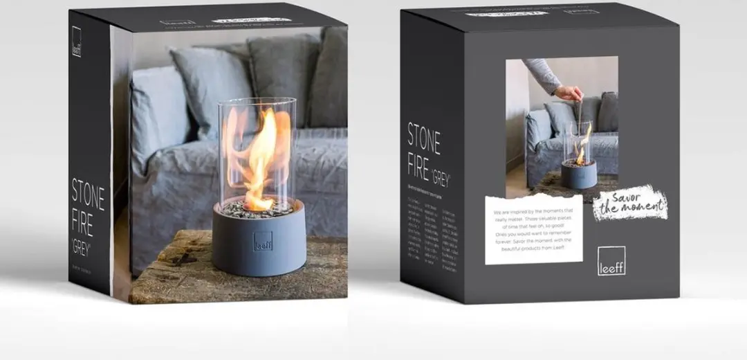 Leeff Stonefire Sfeerhaard Cylinder - Grijs