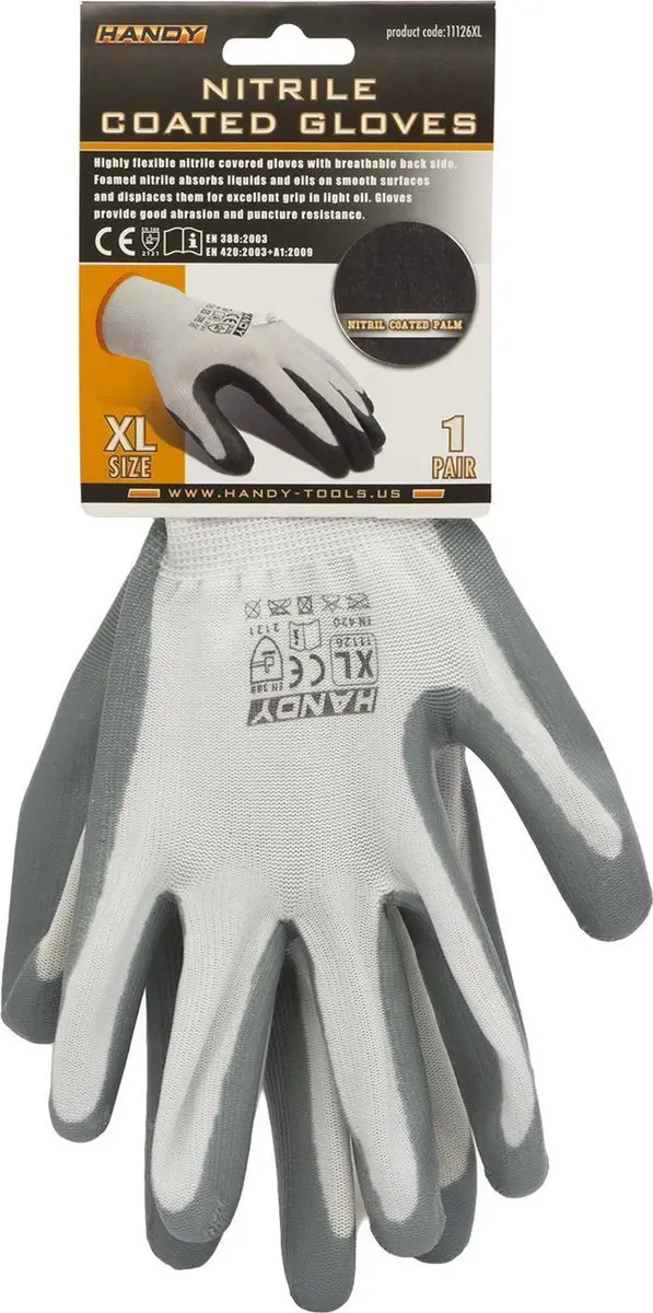 Handy Nitril Werkhandschoenen Dames/Heren - XL - Grijs