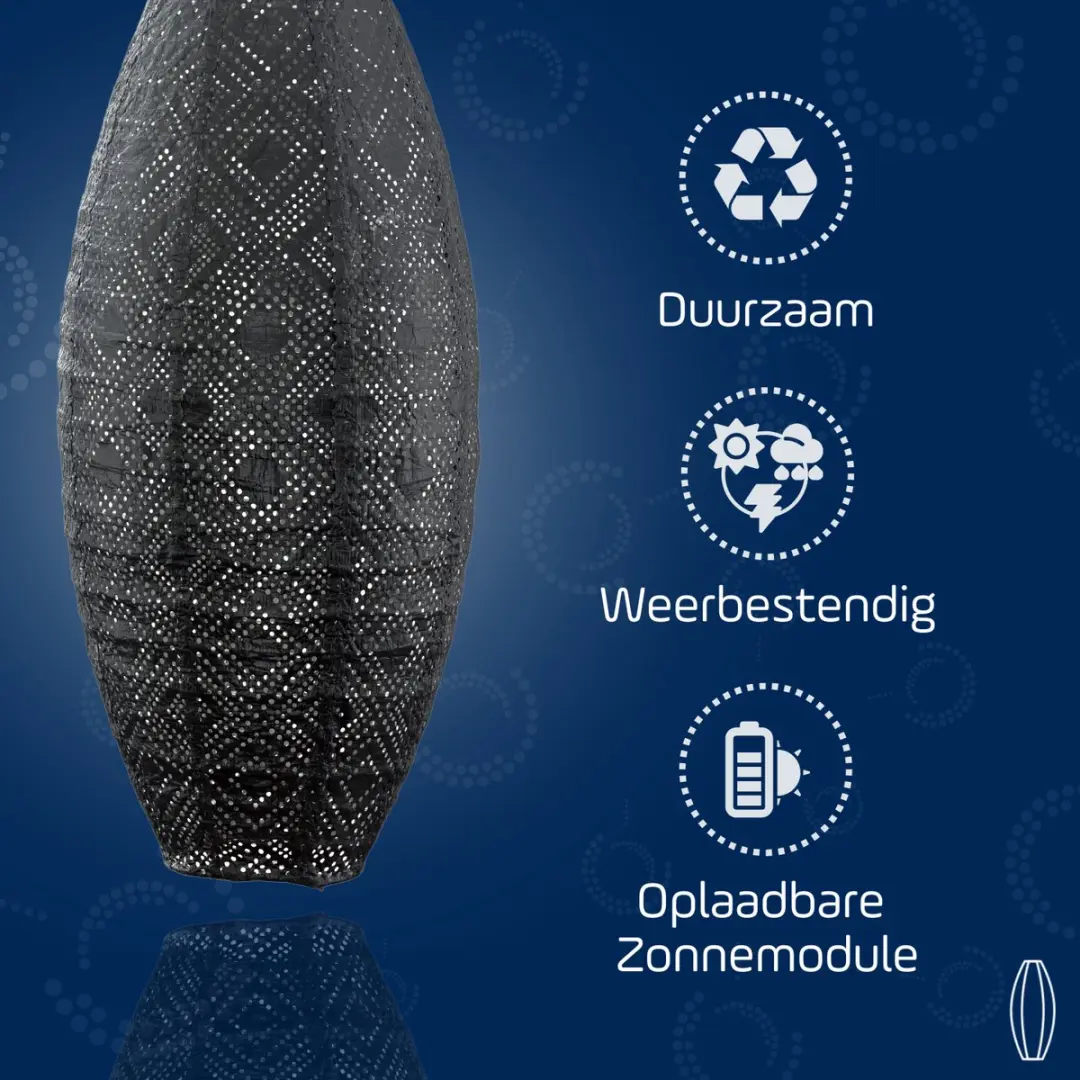 Lumiz Solar Tuinverlichting Mosaic Long Oval 20cm - Donker Grijs