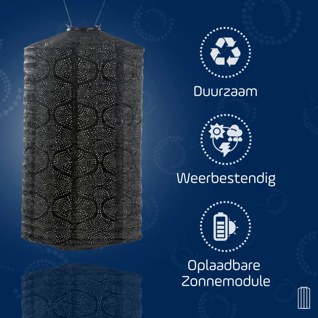 Lumiz Tigres Cylinder Zonne Tuinverlichting 28cm - 4000K - Zwart
