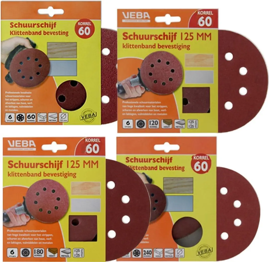 VEBA P60 Schuurschijven Klittenband - 4 Stuks Ø125mm