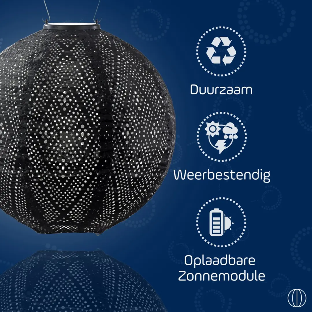 Lumiz Ikat Zonne Tuinverlichting 30cm - Zwart