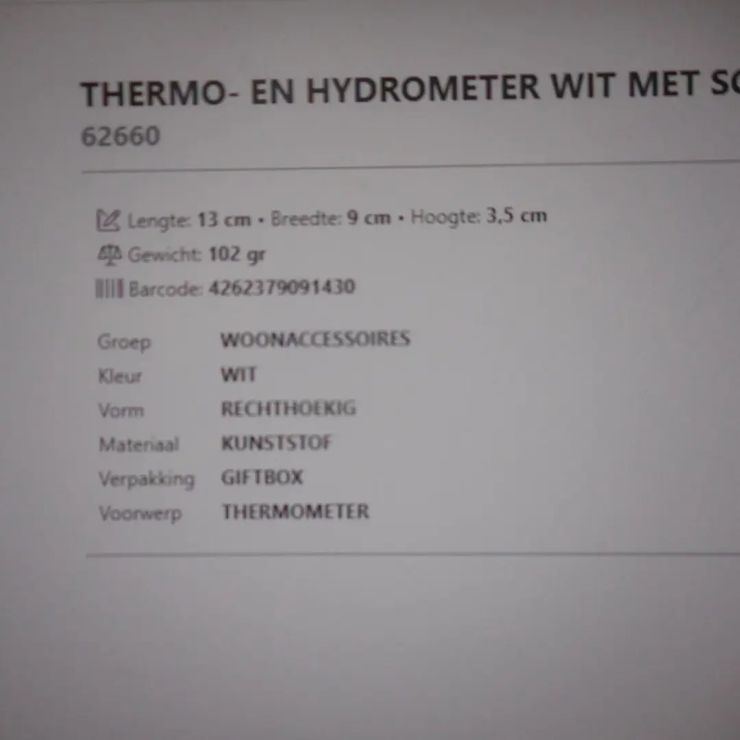 ADE Uurwerk Thermo- en Hygrometer Wit - Schimmelalarm 11,5x8x2cm