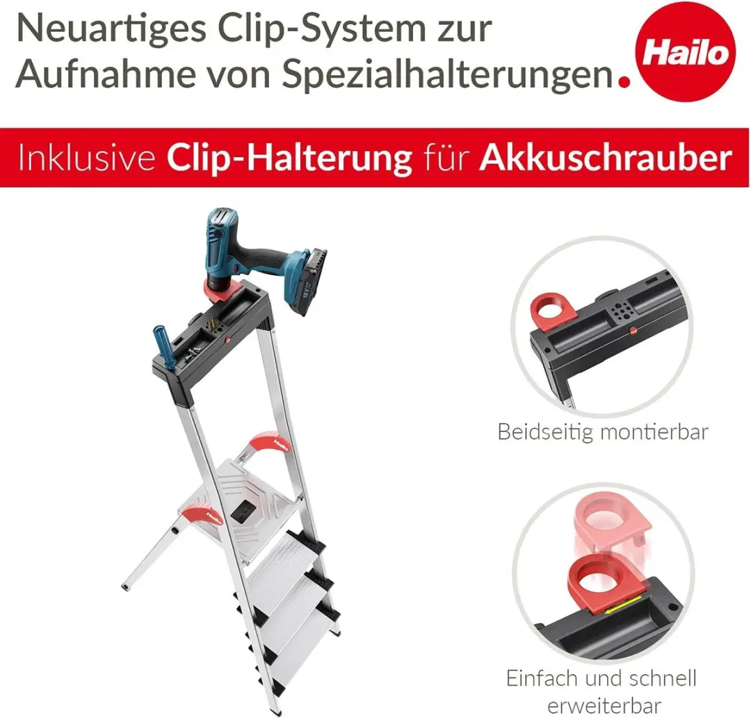 Hailo L75 ComfortLine Aluminium Veiligheidstrap 5 Stappen - 150kg - Zilver