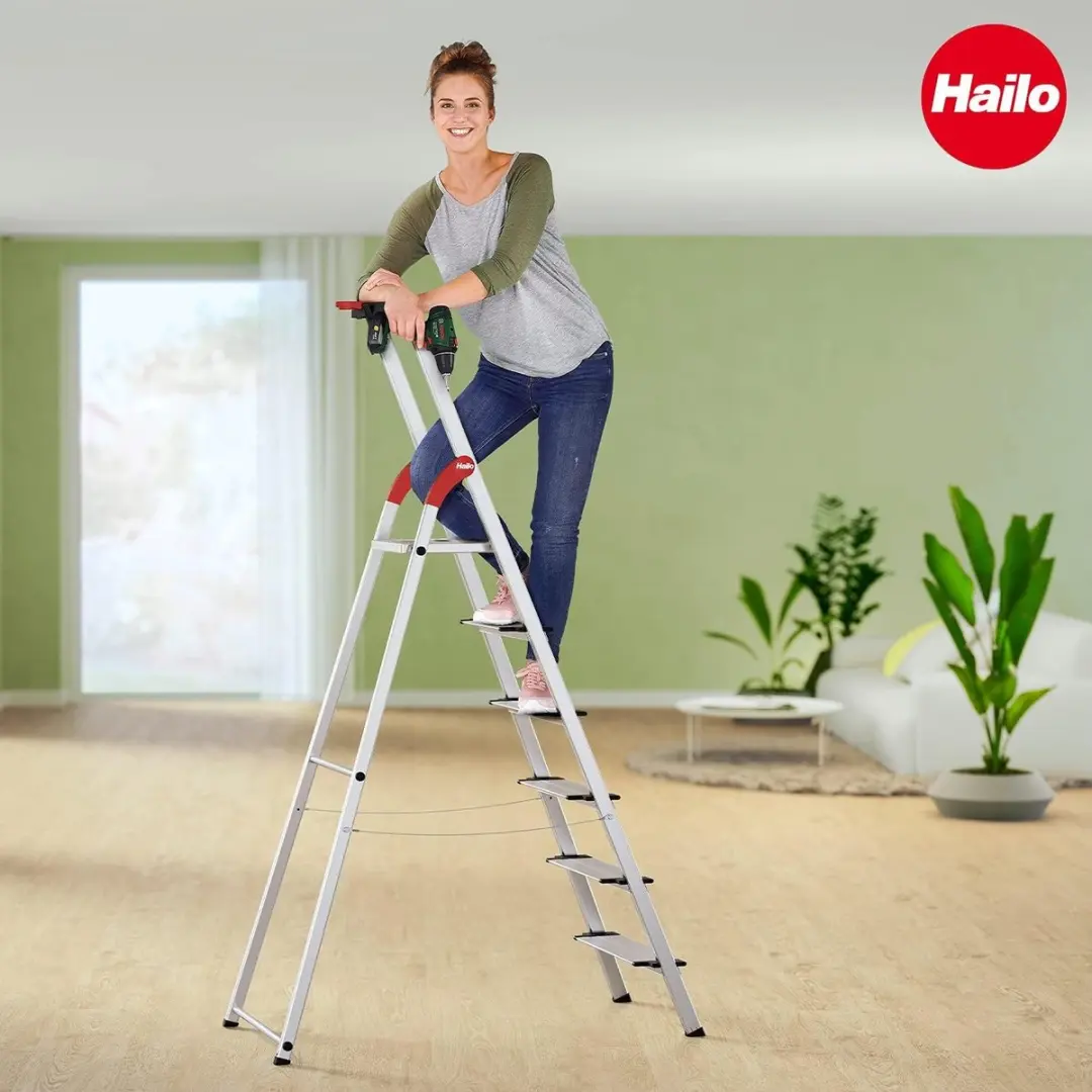 Hailo L75 ComfortLine Aluminium Veiligheidstrap 5 Stappen - 150kg - Zilver