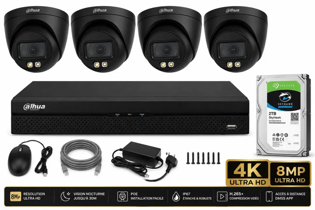 Dahua 4x 8MP Camera Kit met NVR 2TB