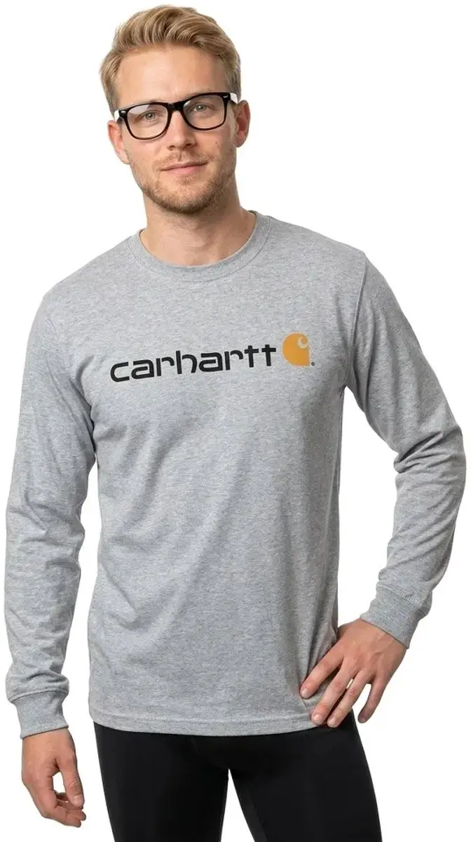 Carhartt Core Logo T-Shirt L/S - Heather Grey - XXL
