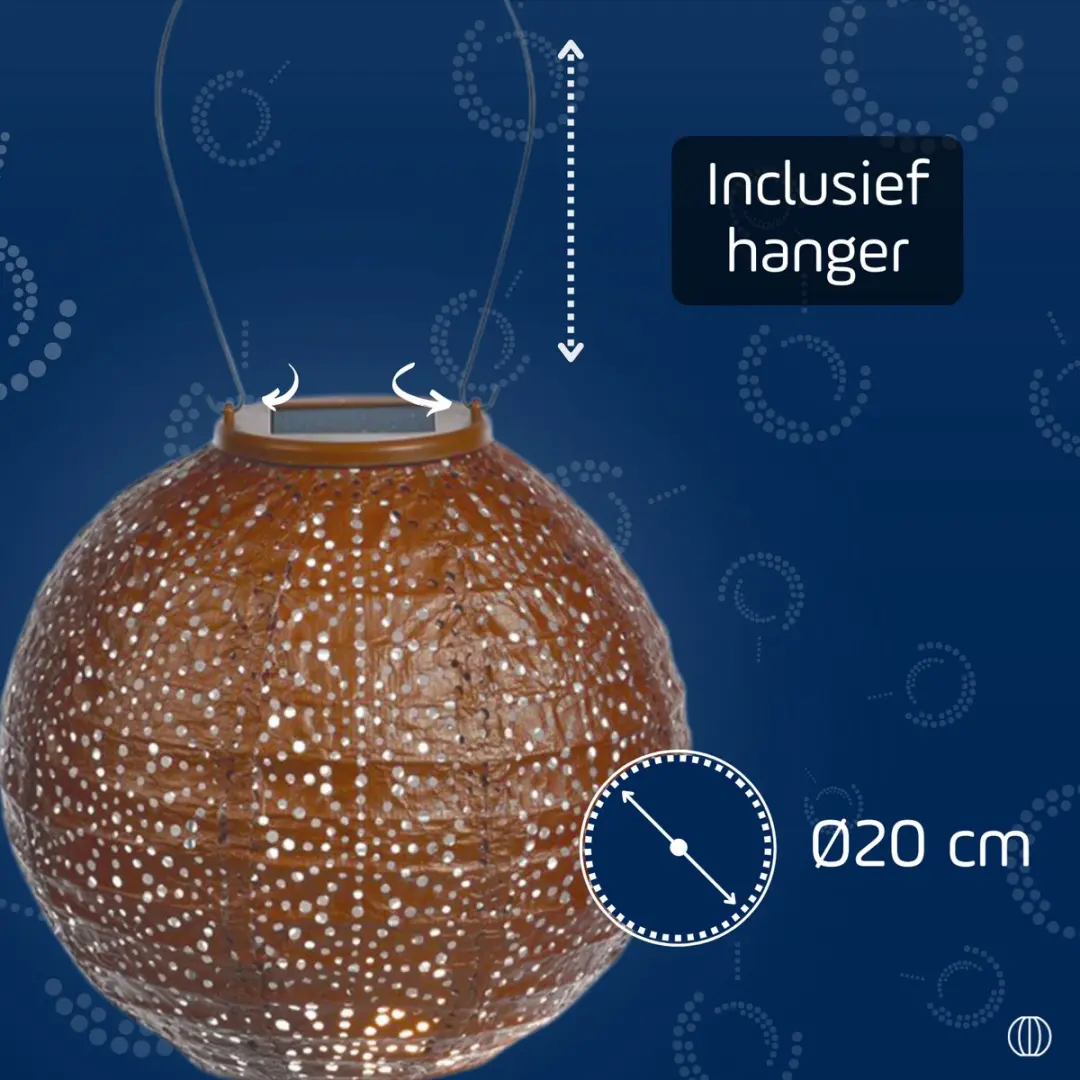 Lumiz Sashiko Zonne Tuinverlichting 20cm - Koper - afbeelding 6 van 6