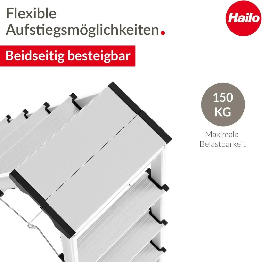 Hailo D60 StandardLine Aluminium Trap 2x7 treden - 150 kg - Zilver