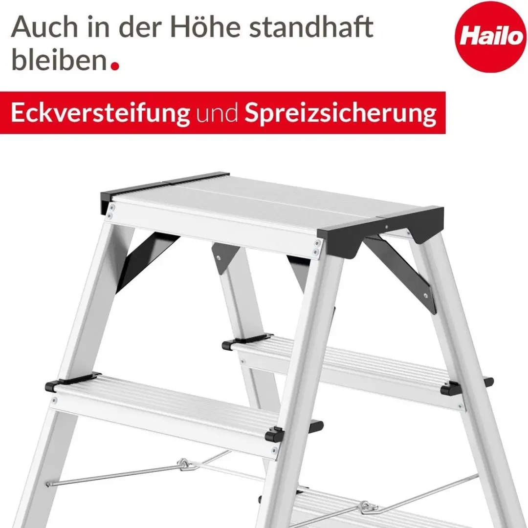 Hailo D60 StandardLine Aluminium Trap 2x7 treden - 150 kg - Zilver