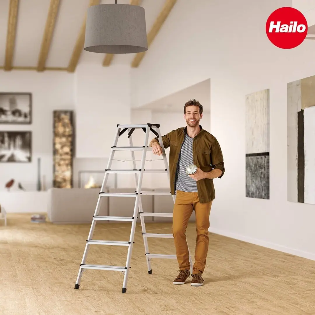 Hailo D60 StandardLine Aluminium Trap 2x7 treden - 150 kg - Zilver