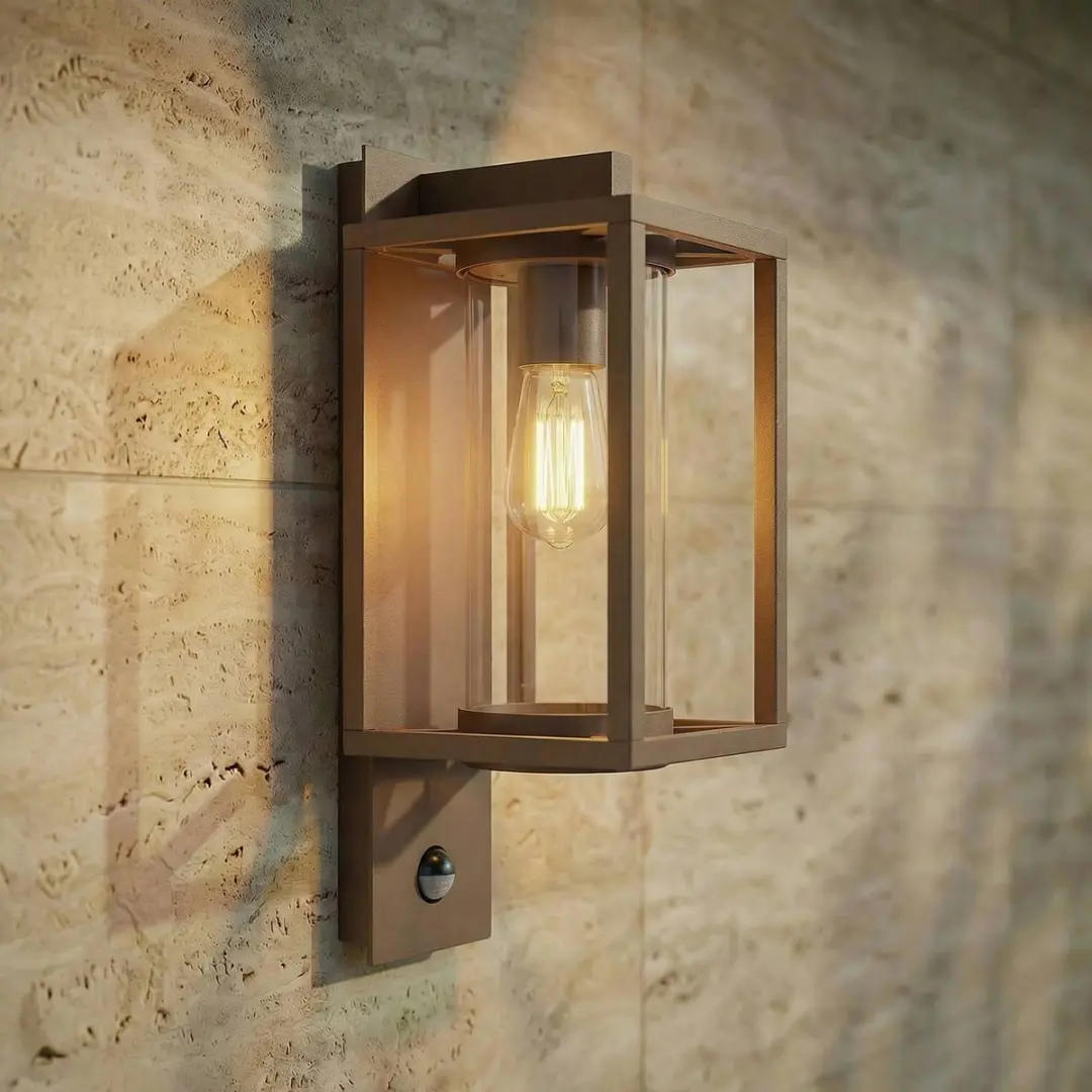 Lucande Wandlamp Buiten 1 Licht E27 - 38cm - Bruin/Transparant