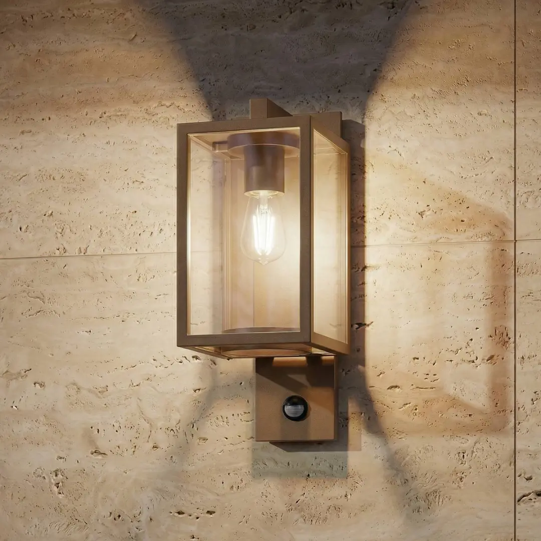Lucande Wandlamp Buiten 1 Licht E27 - 38cm - Bruin/Transparant